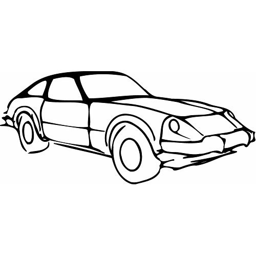Coloriage d'une voiture de sport sur une route sinueuse