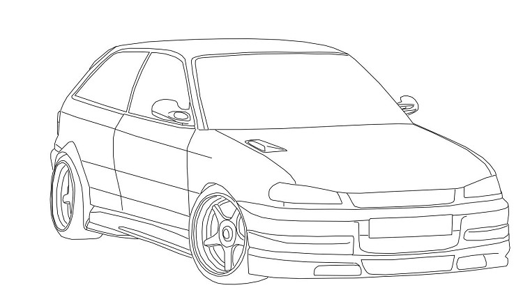 Coloriage d'une voiture automobile sur fond simple