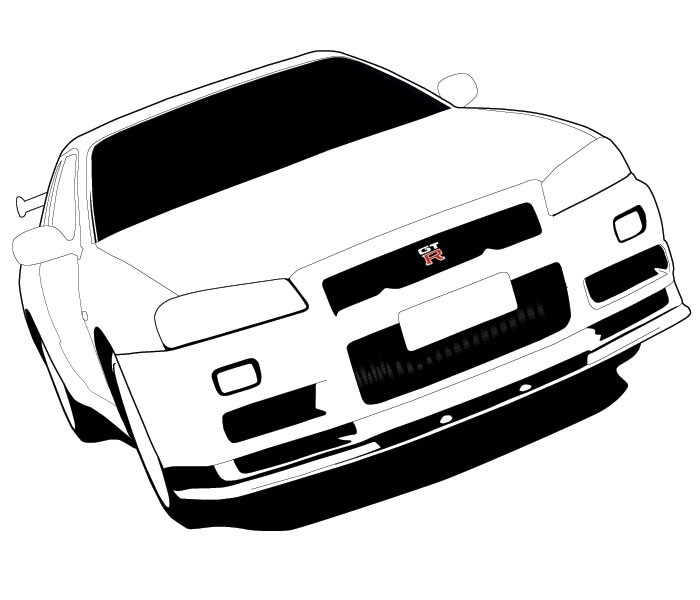 Coloriage d'une voiture de sport stylisée sur fond simple