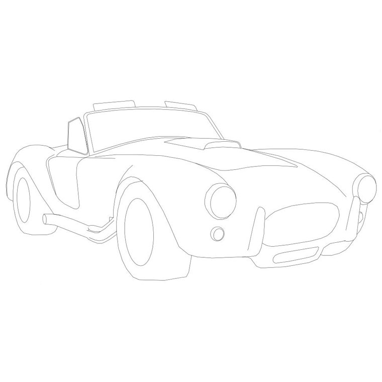 Coloriage d'une voiture de sport sur la route