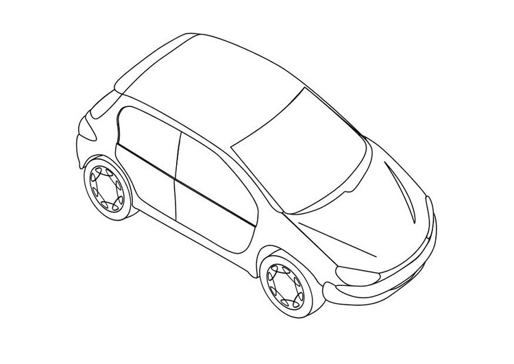 Coloriage d'une voiture de sport sur un fond simple