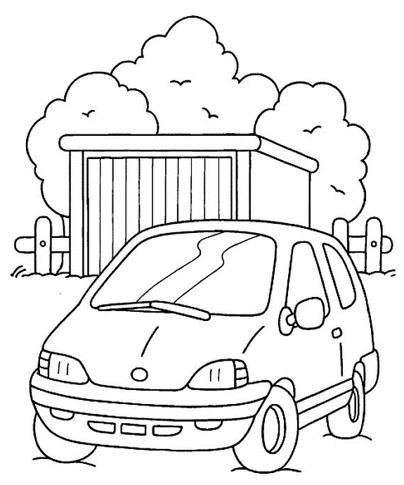 Coloriage d'une voiture de sport sur une route ensoleillée