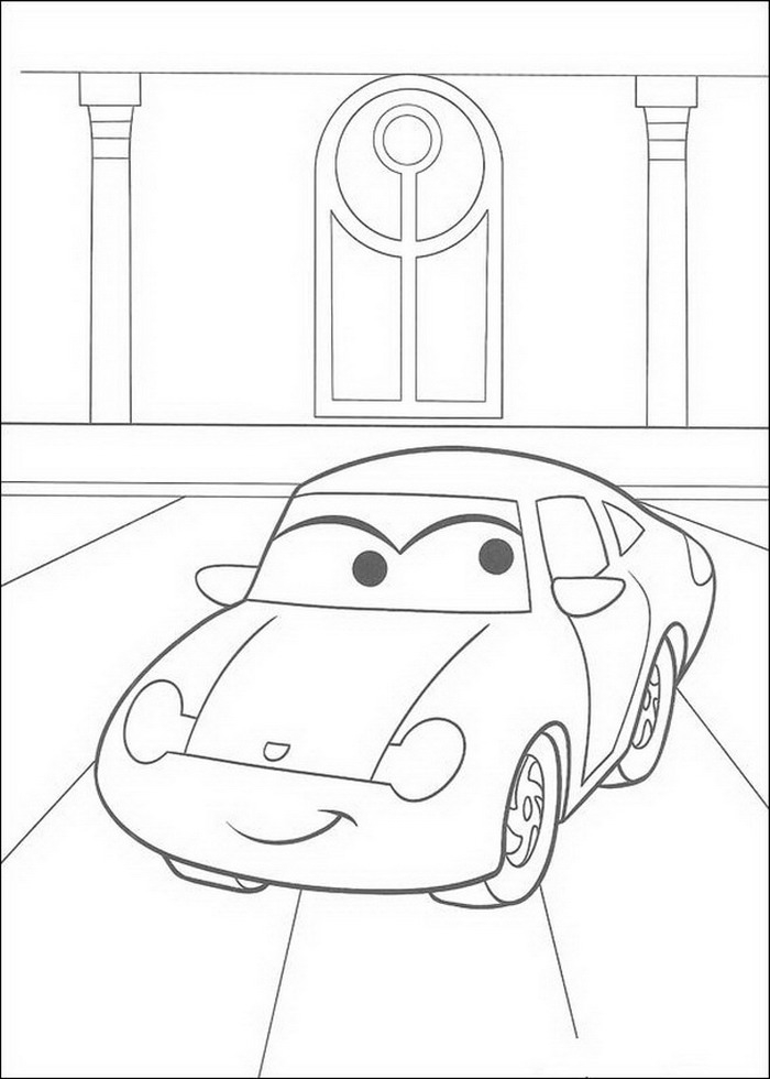 Coloriage d'une voiture de sport sur fond de paysage urbain