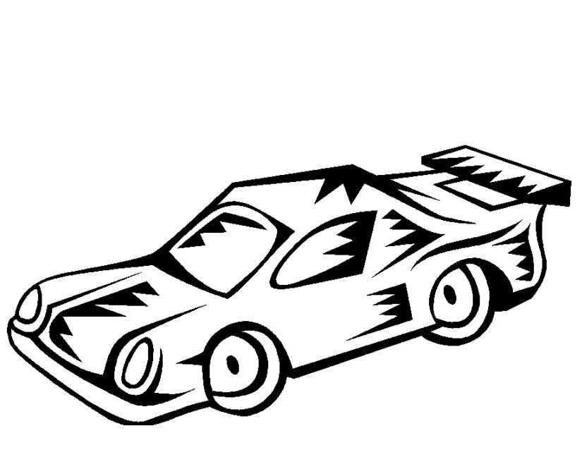 Coloriage d'une voiture de sport sur une route sinueuse