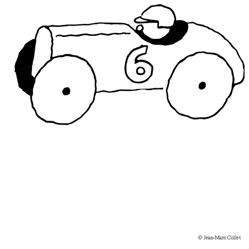 Coloriage d'une voiture de course sur une route sinueuse