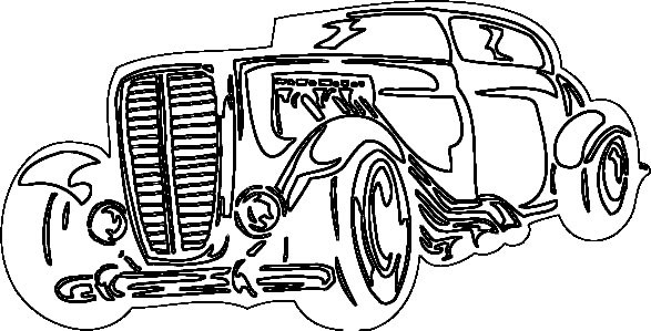 Coloriage d'une voiture de sport sur une route sinueuse