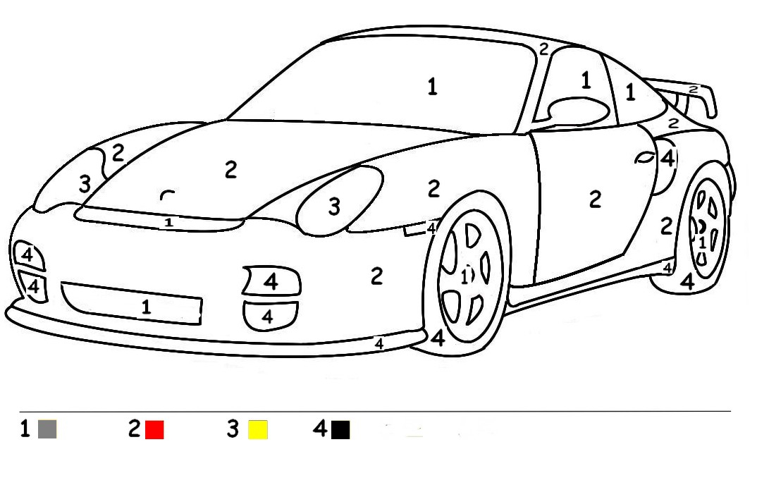 Coloriage d'une voiture de course sur un circuit