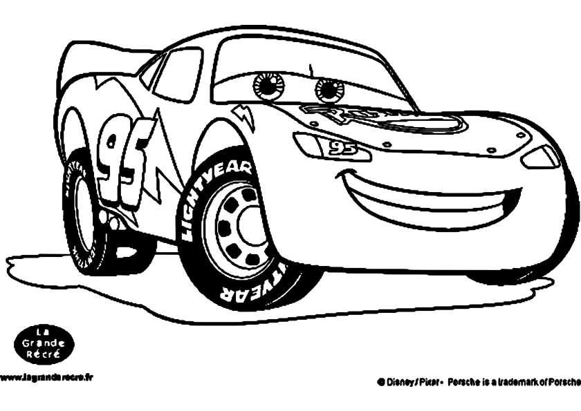 Coloriage d'une voiture de course sur fond de route