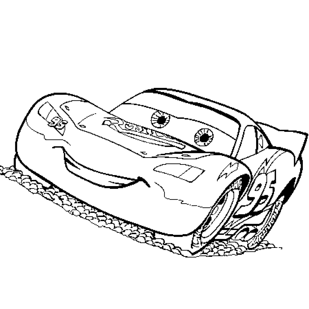 Coloriage d'une voiture de course sur un circuit