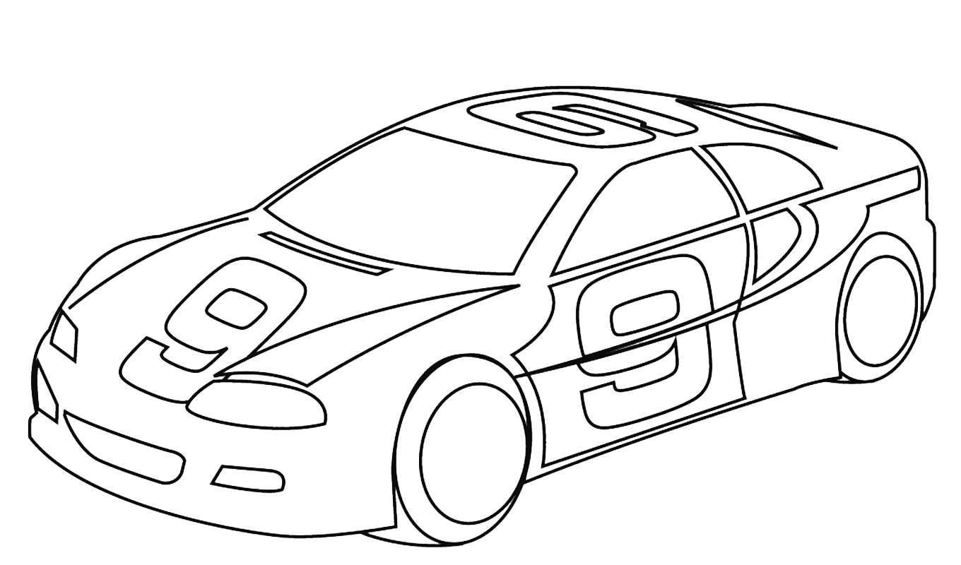 Coloriage d'une voiture de course sur un fond simple