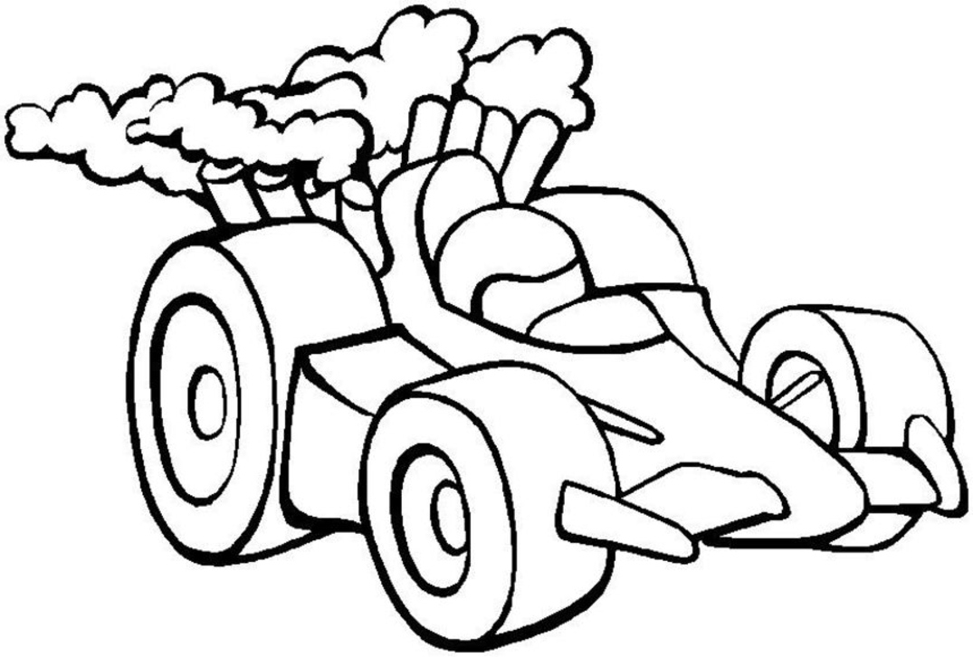 Coloriage d'une voiture de course sur un circuit