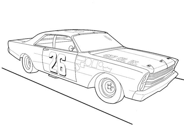 Coloriage d'une voiture de course sur un circuit