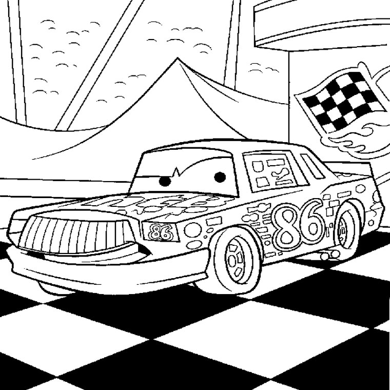 Coloriage d'une voiture de course sur un fond simple