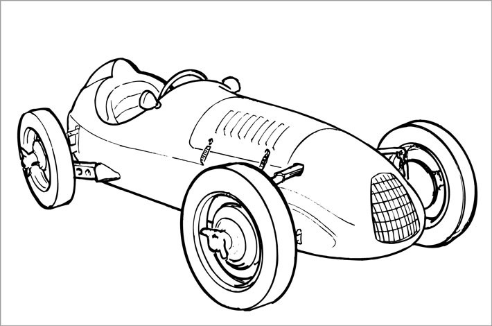 Coloriage d'une voiture de course sur un circuit