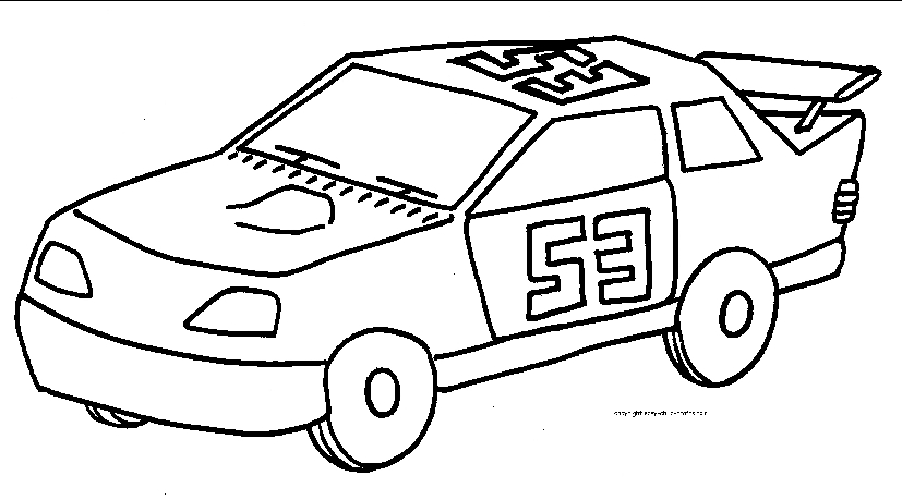 Coloriage d'une voiture de course sur une piste
