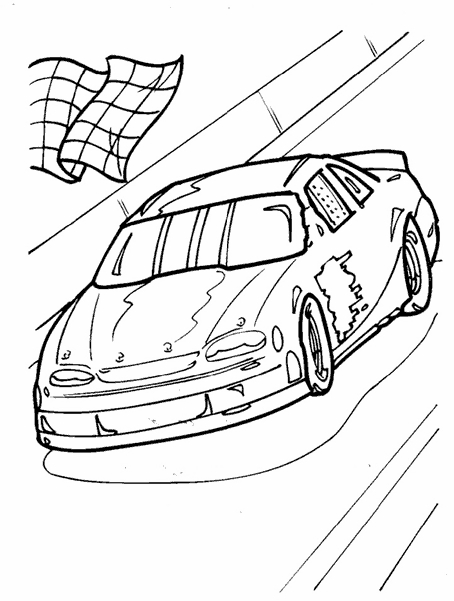 Coloriage d'une voiture de course sur circuit