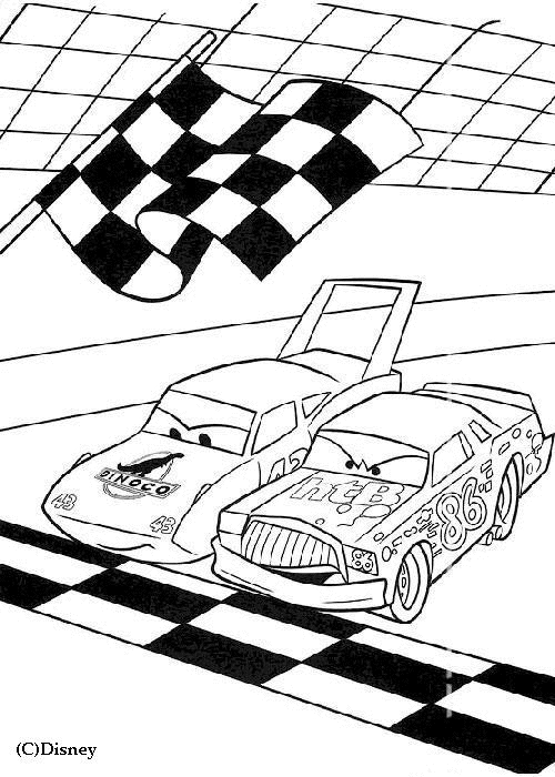 Coloriage d'une voiture de course sur circuit