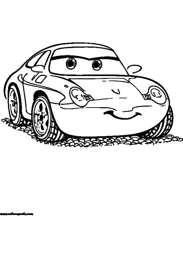Coloriage d'une voiture de course sur une piste