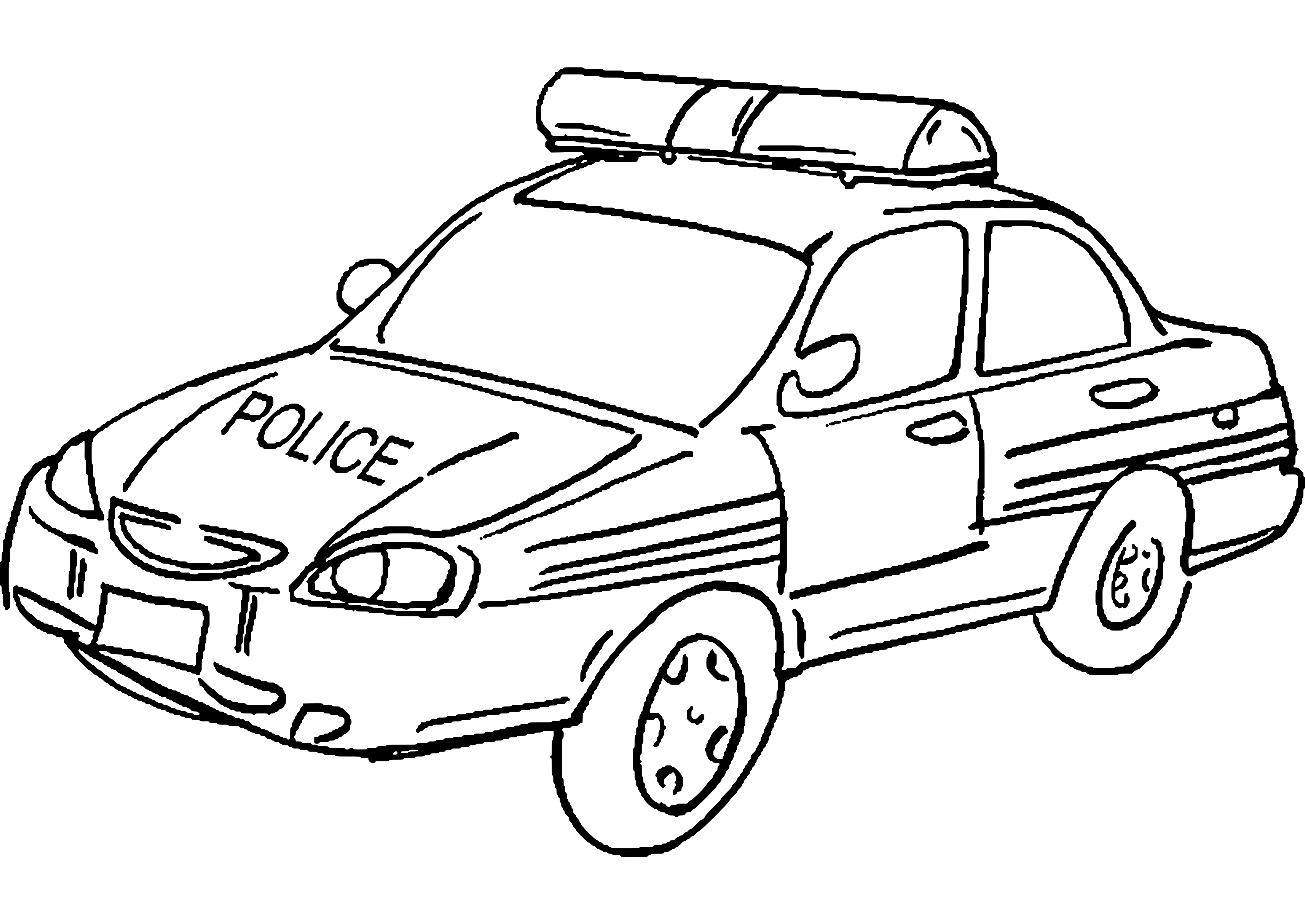 Coloriage d'une voiture de police en action dans un paysage urbain Coloriage d'une voiture de police en action dans un paysage urbain