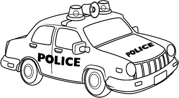 Coloriage d'une voiture de police en action sur une route