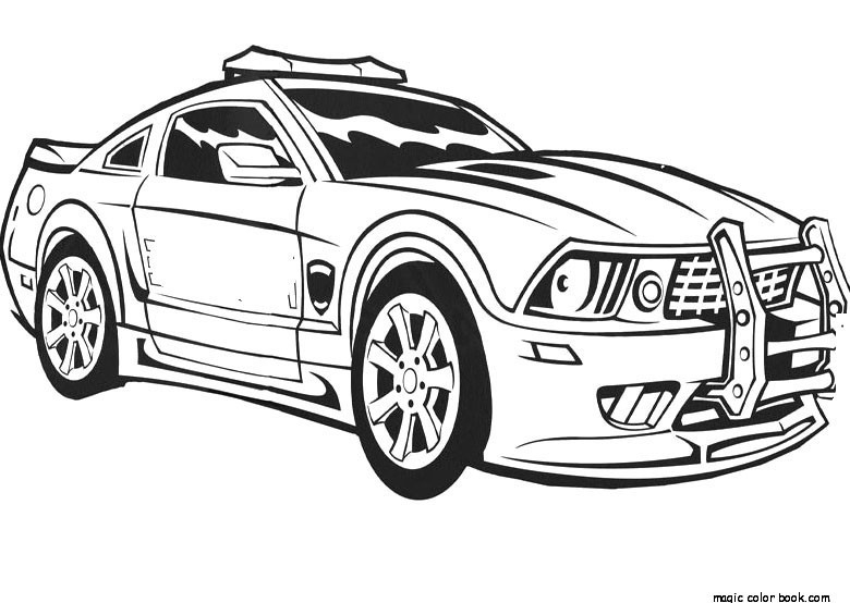 Coloriage d'une voiture de police sur fond neutre