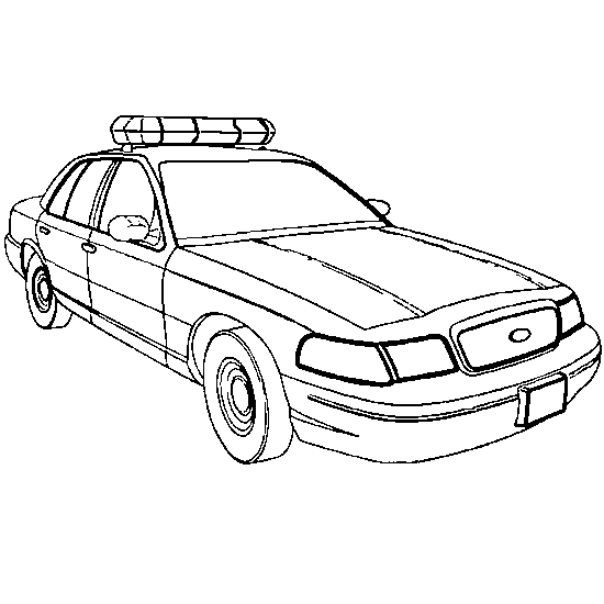 Coloriage d'une voiture de police sur une route urbaine