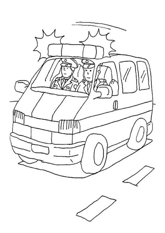 Coloriage d'une voiture de police sur fond urbain