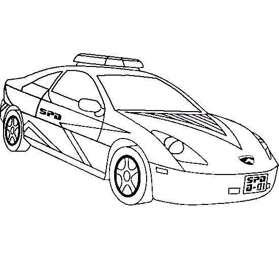 Coloriage d'une voiture de police sur fond simple