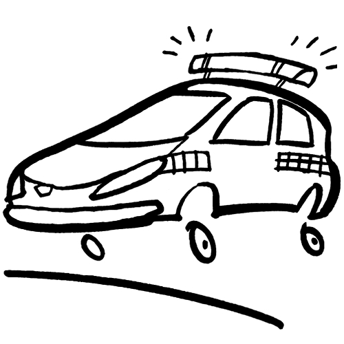 Coloriage d'une voiture de police sur fond simple