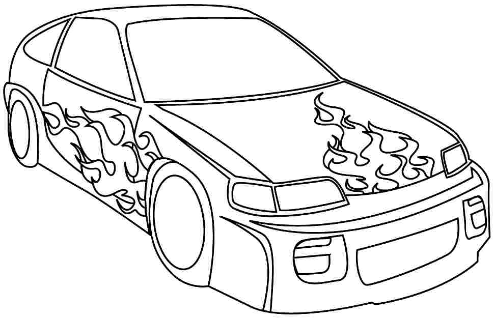 Coloriage d'une voiture de sport tuning sur fond neutre