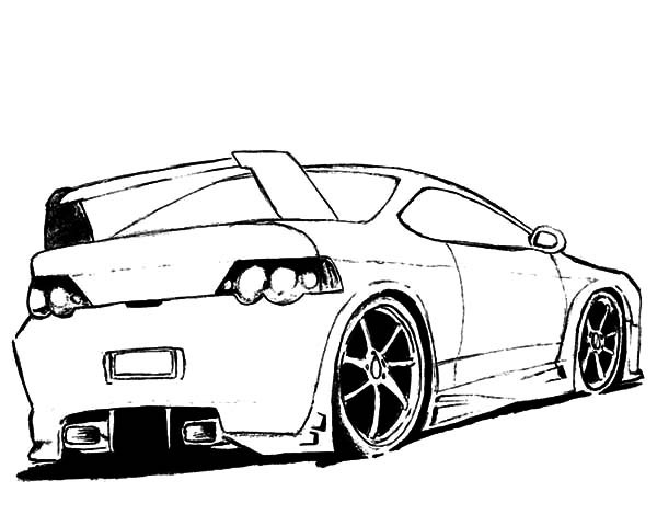 Coloriage d'une voiture de sport tuning sur fond neutre