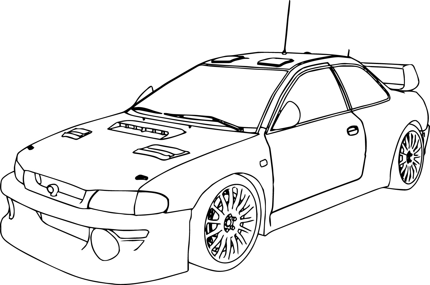 Coloriage d'une voiture de sport tuning sur fond neutre