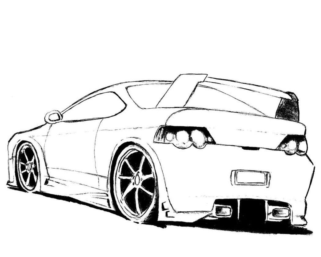 Coloriage d'une voiture de sport tuning sur fond neutre