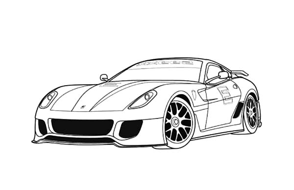 Coloriage d'une voiture de sport tuning sur fond simple