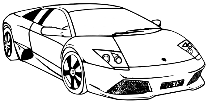 Coloriage d'une voiture de sport tuning sur fond de route