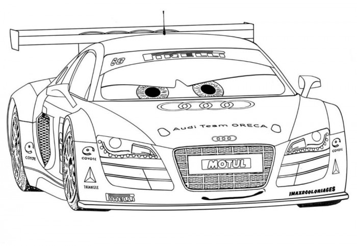 Coloriage d'une voiture de sport tuning sur fond neutre