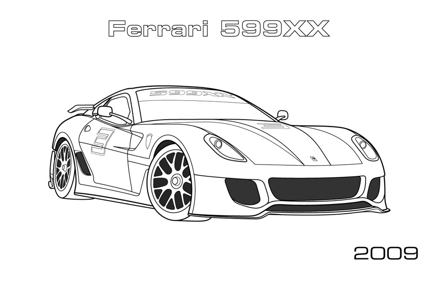 Coloriage d'une voiture de sport tuning sur fond neutre