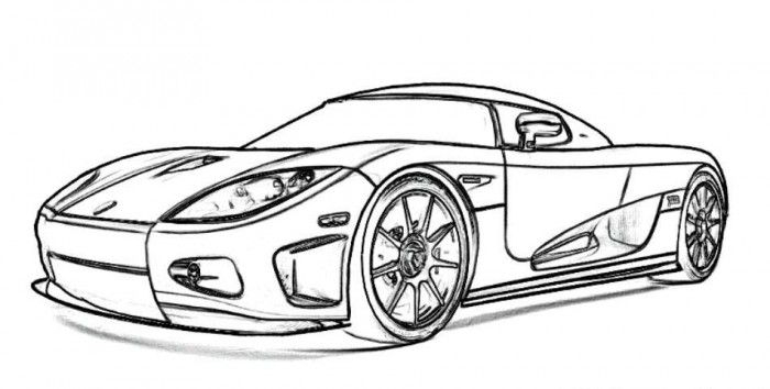 Coloriage d'une voiture de sport tuning sur fond minimaliste