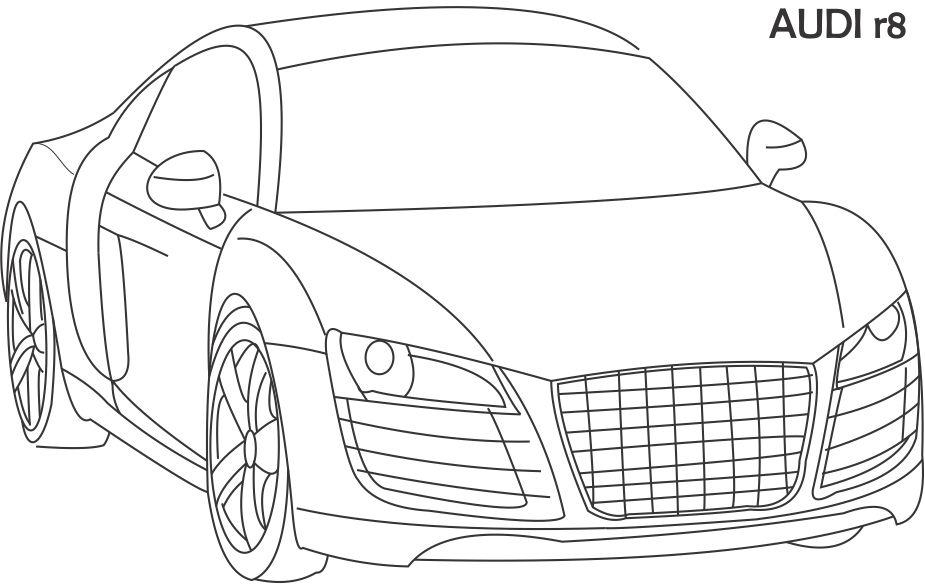 Coloriage d'une voiture de sport tuning sur fond neutre