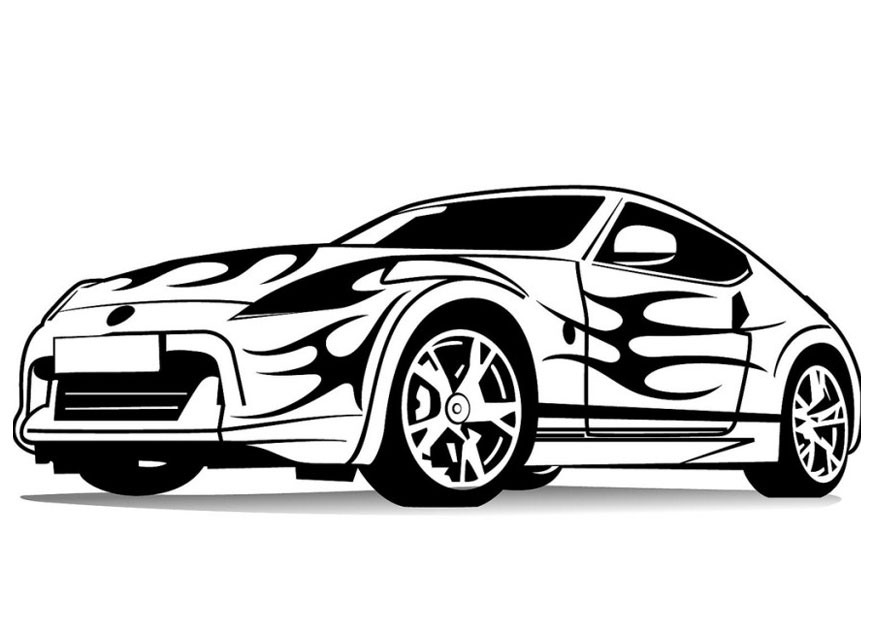 Coloriage d'une voiture de sport tuning sur fond neutre