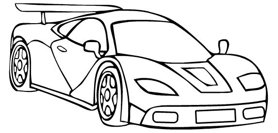 Coloriage d'une voiture de sport tuning sur fond minimaliste