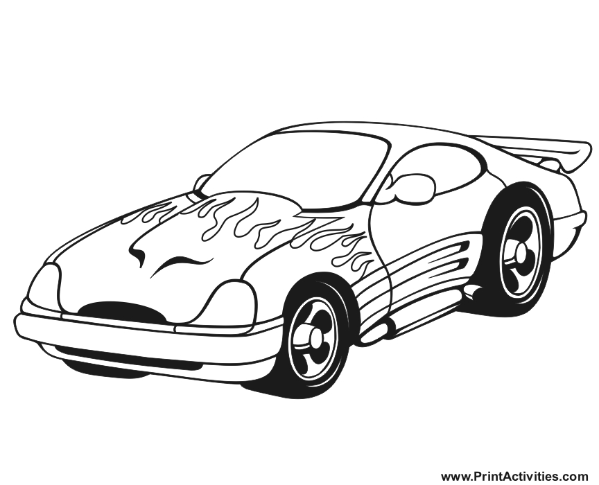 Coloriage d'une voiture de sport tuning sur fond neutre