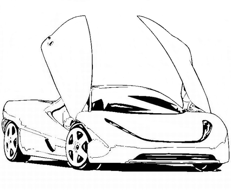 Coloriage d'une voiture de sport tuning sur fond simple