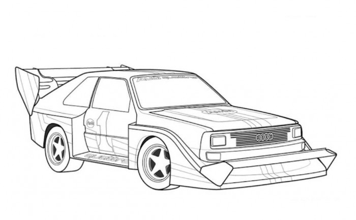 Coloriage d'une voiture de sport tuning sur fond neutre