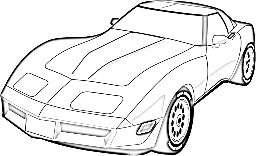 Coloriage d'une voiture de sport tuning sur fond simple