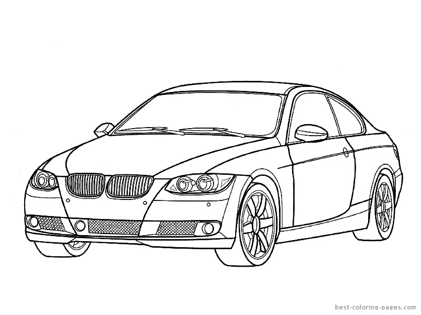 Coloriage d'une voiture de sport tuning sur fond neutre