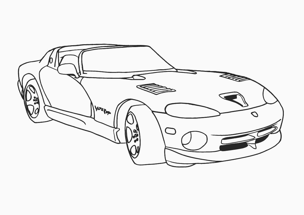 Coloriage d'une voiture de sport tuning sur fond neutre