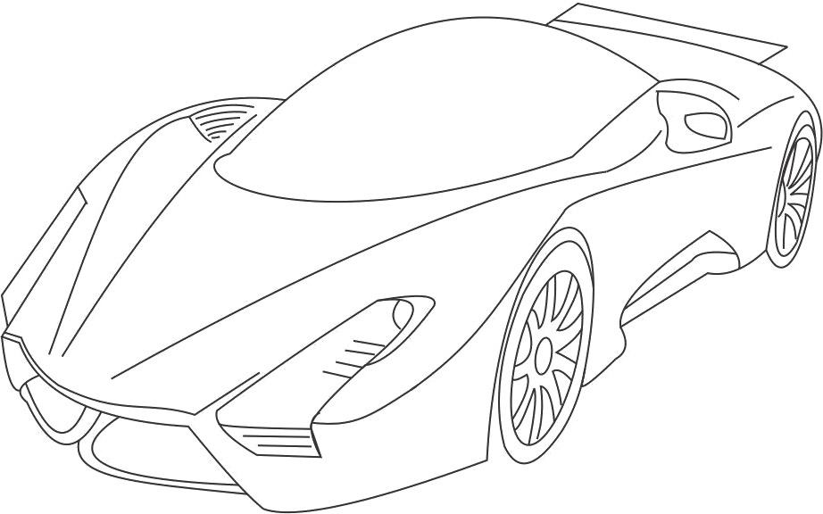 Coloriage d'une voiture de sport tuning sur fond neutre