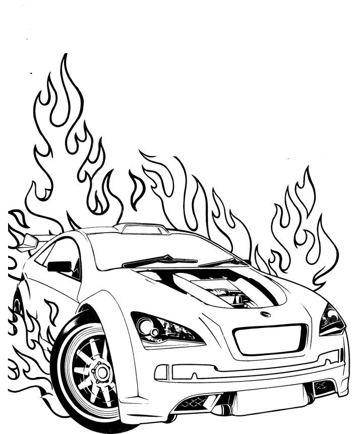 Coloriage d'une voiture de sport tunée sur fond neutre