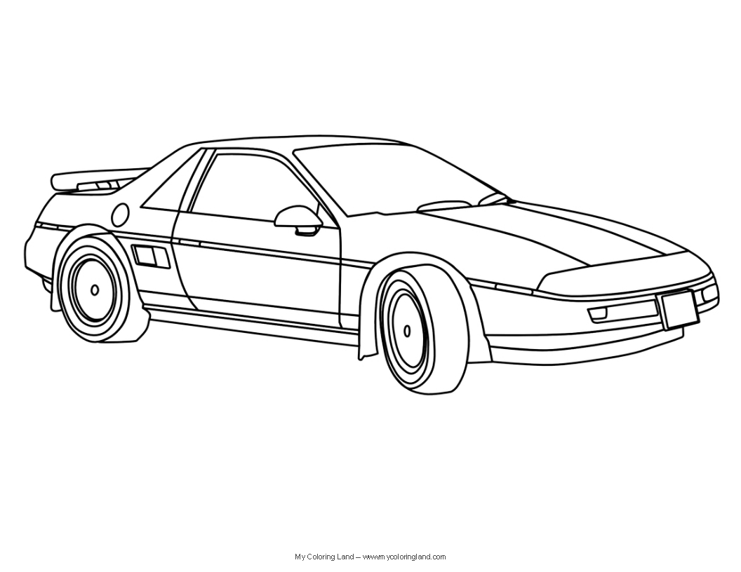Coloriage d'une voiture de sport tuning en pleine action sur une route